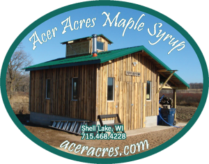 Acer Acres Maple Syrup from Shell Lake, Wisconsin label.