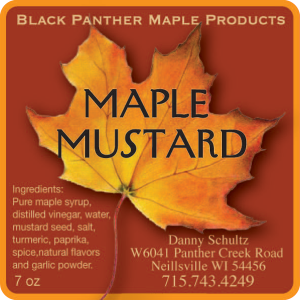 Black Panther Maple Products: Maple Mustard from Neillsville, WI label.
