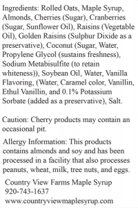 Country View Farms: Ingredients label.