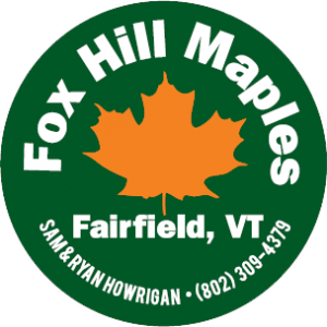Fox Hill Maples from Fairfield, Vermont round circle label.