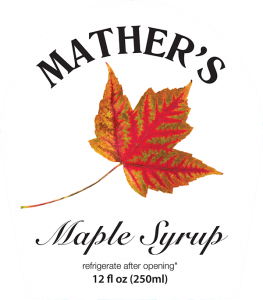 Mather's Maple Syrup label.