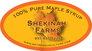 Shekinah Farms: 100% Pure Maple Syrup label.