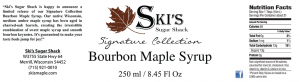 Ski's Sugar Shack: Bourbon Maple Syrup label from Merrill, Wisconsin.