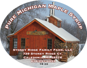 Stoney Ridge Family Farm, LLC: Pure Michigan Maple Syrup from Caledonia, Michigan label.