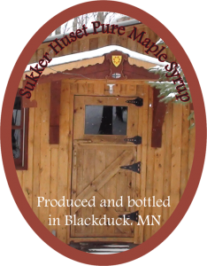 Sukker Huset Pure Maple Syrup from Blackduck, Minnesota label.