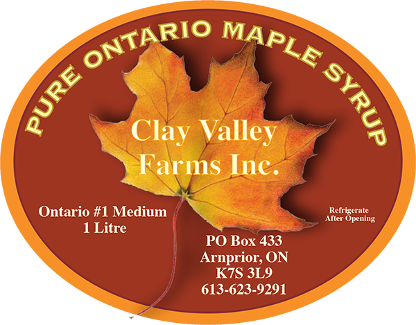 clayvalleyfarmspureontariomaplesyruplabel Maple Syrup Labels