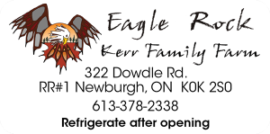 Eagle Rock Kerr Family Farm from Newburgh, Ontario address label.