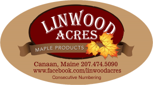 Linwood Acres Maple Products from Canaan, Maine label.