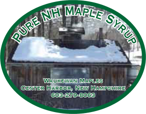 Waukewan Maples: Pure NH Maple Syrup from Center Harbor, New Hampshire label.