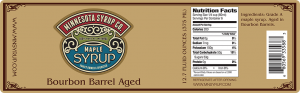 Minnesota Syrup Co. Bourbon Barrel Aged Maple Syrup label.