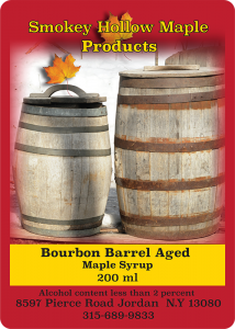Smokey Hollow Maple Products: Bourbon Barrel Aged Maple Syrup label.