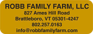Robb Family Farm, LLC 0.75 x 2.0" RCR gold address label.