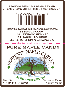 Vermont Maple Outlet: Pure Maple Candy 1.5 Oz. from Jeffersonville, VT.