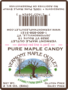 Vermont Maple Outlet: Pure Maple Candy 2.25 Oz. from Jeffersonville, VT.