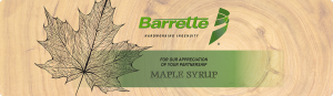 Barrette Maple Syrup wrap around jug label.