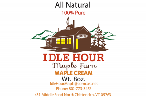 Idle Hour Maple Farm Maple Cream 8oz label from Chittenden, Vermont.