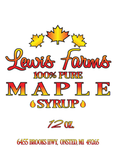 Lewis Farms 100% Pure Maple Syrup from Onsted, Michigan.