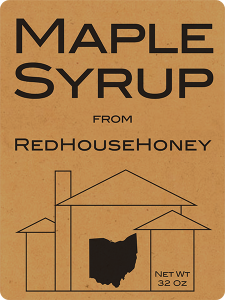 Maple Syrup from RedHouseHoney natural brown kraft paper label.