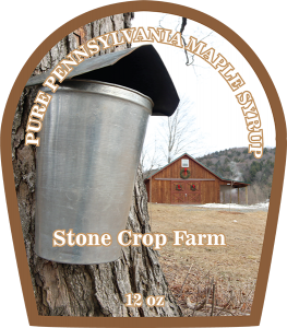 Stone Crop Farm Pure Pennsylvania Maple Syrup label 12oz.