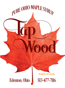 Tap Wood Pure Ohio Maple Syrup label from Edenton, Ohio.