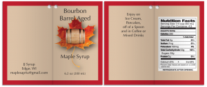1.5” X 2.5” Custom Folded Hang Tag with Hole for Bourbon Barrel Aged Maple Syrup.