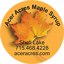 Acer Acres Maple Syrup 1" label example.