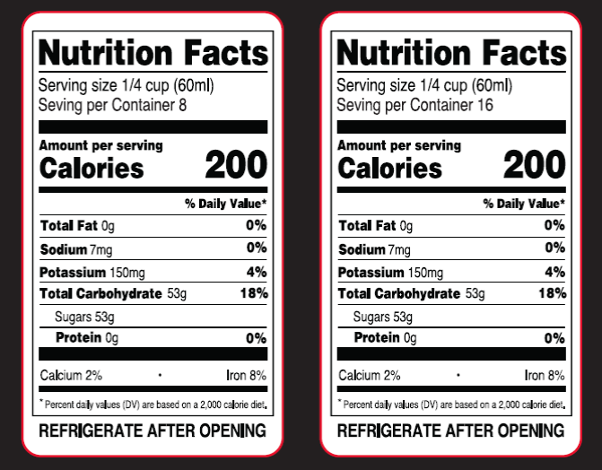 Maple Syrup Nutition Facts Labels pint quart Maple Syrup Labels