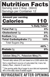 Maple Syrup Nutrition Label updated 2020