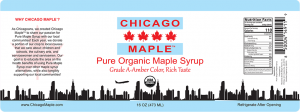 Chicago Maple: Pure Organic Maple Syrup label.