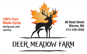 Deer Meadow Farm 100% Pure Maple Syrup label from Warren, MA.