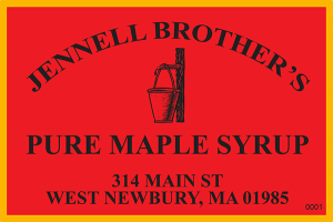 Jannell Brother's: Pure Maple Syrup label from West Newbury, Massachusetts.