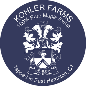Kohler Farms: 100% Pure Maple Syrup label from East Hampton, CT.