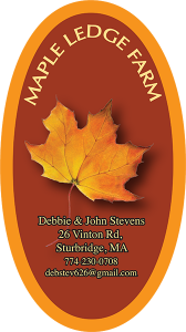 Maple Ledge Farm label from Sturbridge, Massachusetts.