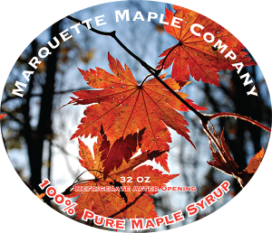 Marquette Maple Company: 100% Pure Maple Syrup label.