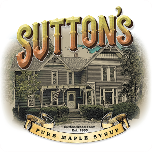Sutton's Pure Maple Syrup label. Est. 1865.