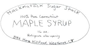 Design services label sketch (Hackmatack Sugar Shack).