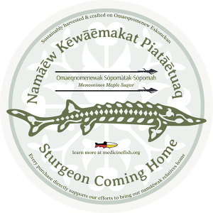Menominee Maple Sugar, Sturgeon Coming Home label.